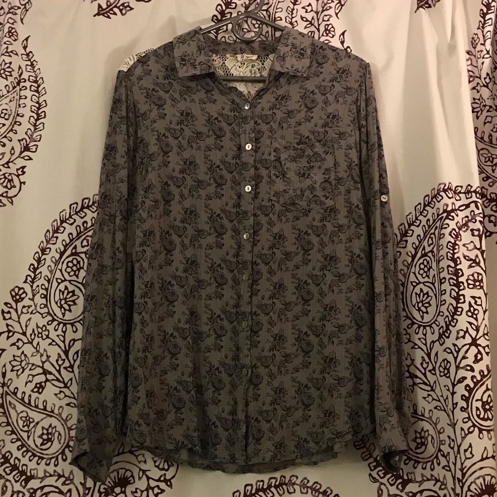 Floral Printed Button Down Blouse